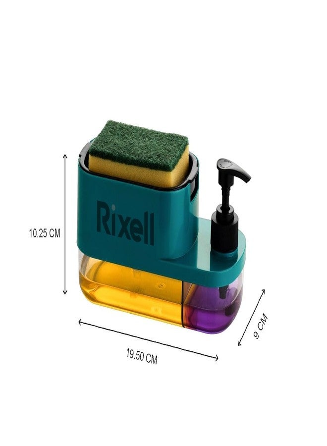 RIXELL 3-in-1 Soap Dispenser with Sponge Holder, Kitchen Sink Organiser, Countertop Pump Dispenser - Image 5